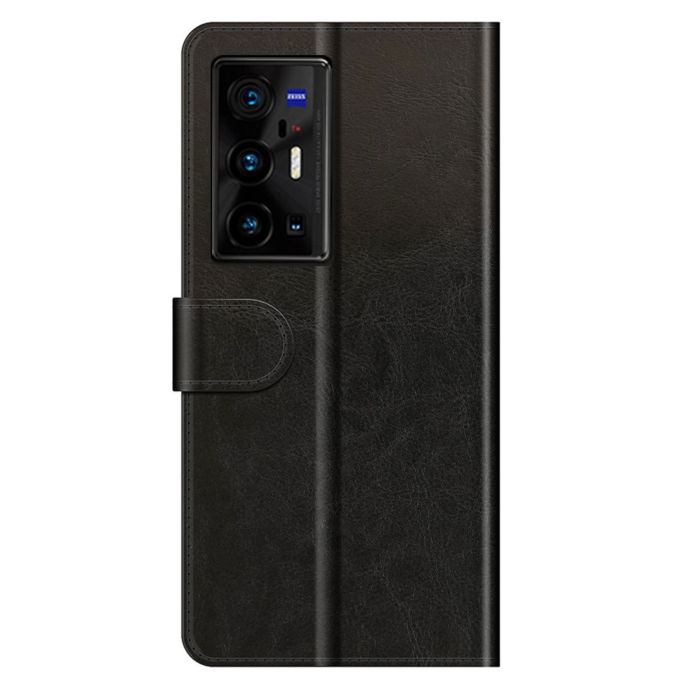 Crazy Horse Texture PU Leather Wallet Folio Flip Stand Magnetic Phone Cover for vivo X70 Pro+ - Black-3