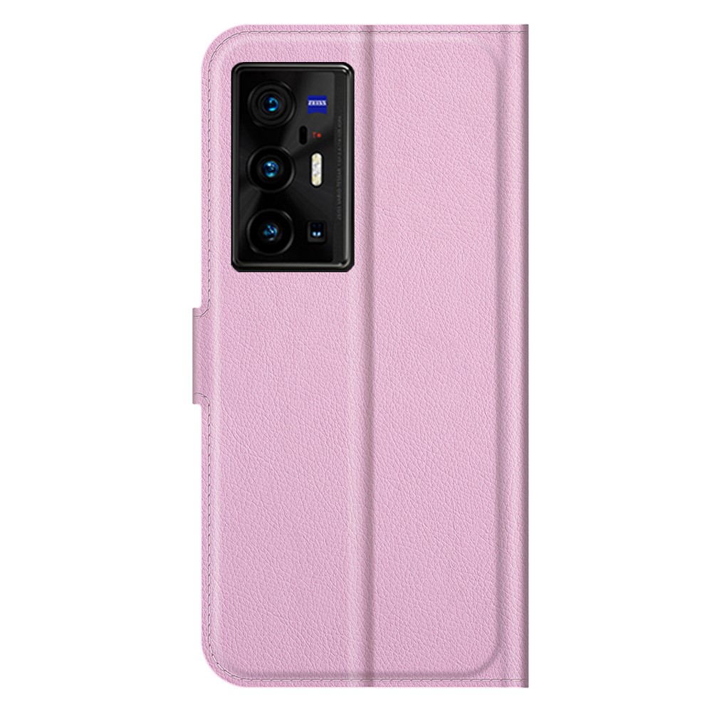 Litchi Texture PU Leather Wallet Case Magnetic Closure Protective Stand Flip Phone Cover for vivo X70 Pro+ - Pink-3