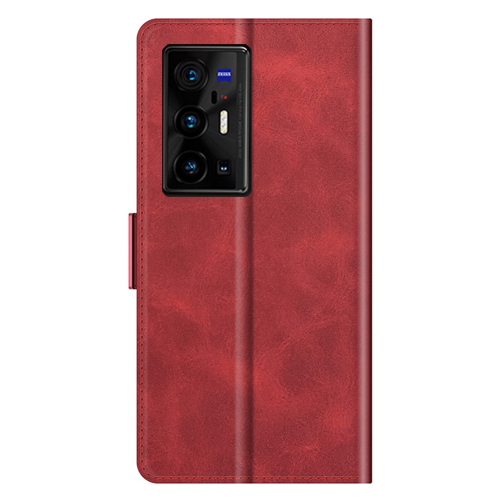 Stand Flip PU Leather Wallet Protective Phone Case with Double Magnetic Clasps for vivo X70 Pro+ - Red-3