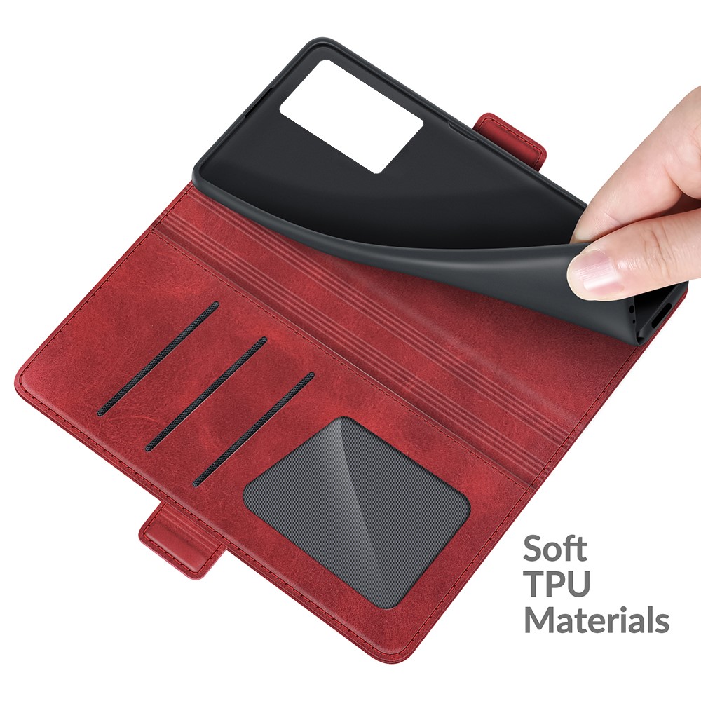 Stand Flip PU Leather Wallet Protective Phone Case with Double Magnetic Clasps for vivo X70 Pro+ - Red-7