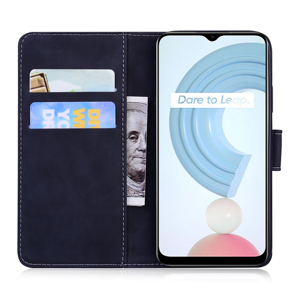 Stylish Tiger Imprint Full Protection Leather Wallet Stand Phone Shell Case for Realme C21Y - Black-4