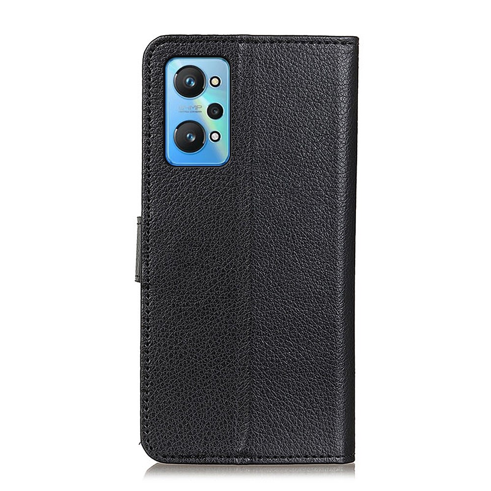 Classic Litchi Texture PU Leather Stand Phone Case Cover with Wallet Feature for Realme GT Neo2 - Black-3