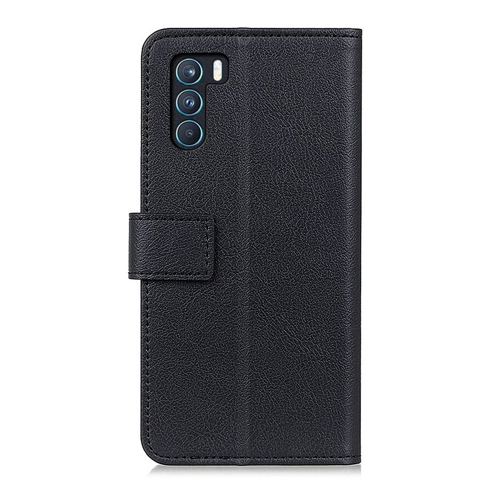 Solid Color PU Leather Stand Wallet Phone Cover Shell for Oppo K9 Pro - Black-3