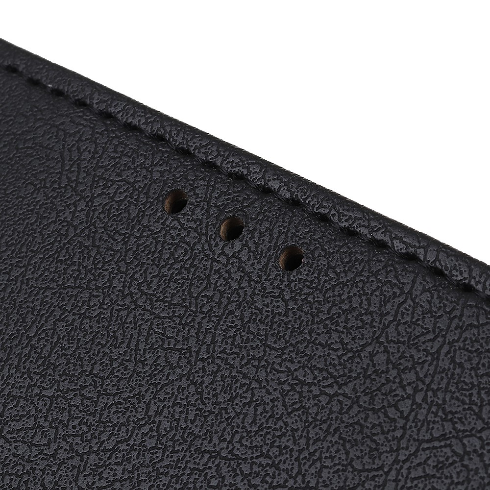 Solid Color PU Leather Stand Wallet Phone Cover Shell for Oppo K9 Pro - Black-6