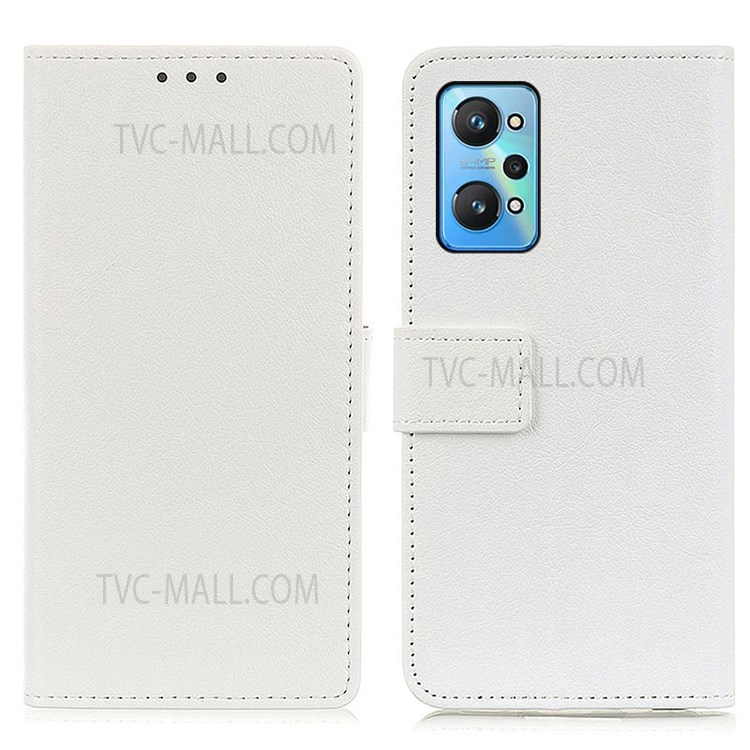 Shock-absorbing PU Leather Stand Wallet Phone Cover Shell for Realme GT Neo2 - White-1