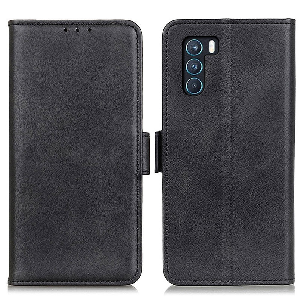 Well-protected Side Magnetic Clasp PU Leather Wallet Stand Case Phone Shell for Oppo K9 Pro - Black-1