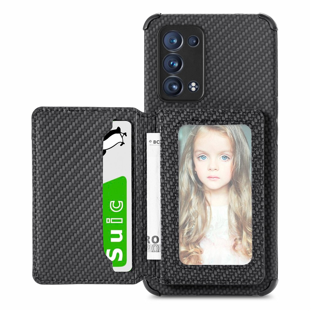 PU Leather Coated Phone Case Woven Texture Kickstand Wallet Protective Cover for Oppo Reno6 Pro 5G (Snapdragon)/Reno6 Pro+ 5G - Black-1