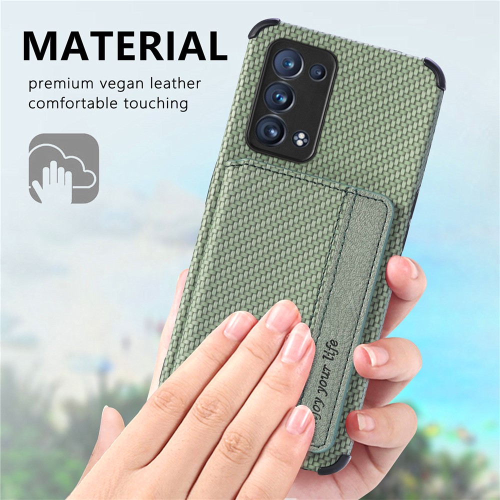 PU Leather Coated Phone Case Woven Texture Kickstand Wallet Protective Cover for Oppo Reno6 Pro 5G (Snapdragon)/Reno6 Pro+ 5G - Black-13