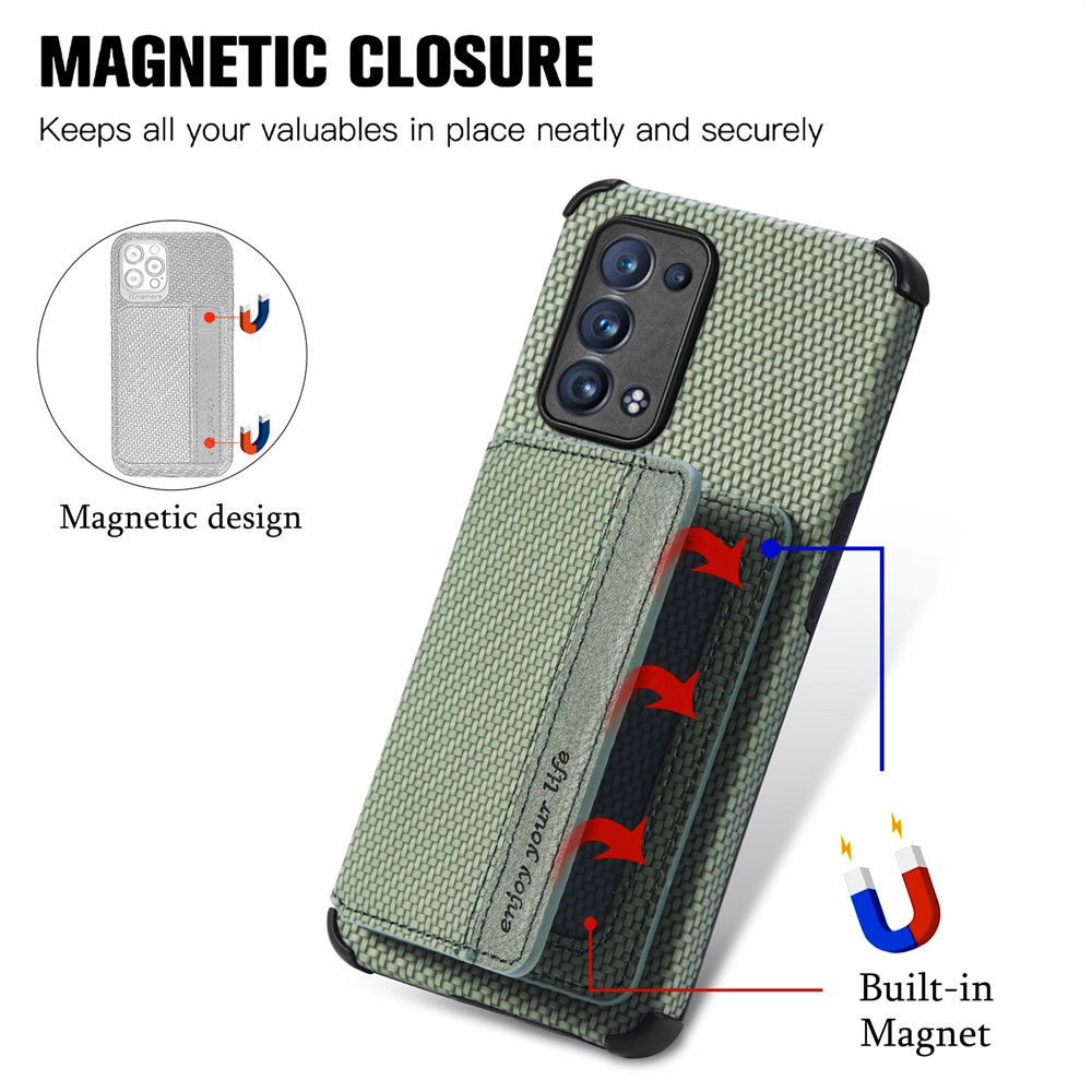 PU Leather Coated Phone Case Woven Texture Kickstand Wallet Protective Cover for Oppo Reno6 Pro 5G (Snapdragon)/Reno6 Pro+ 5G - Black-5
