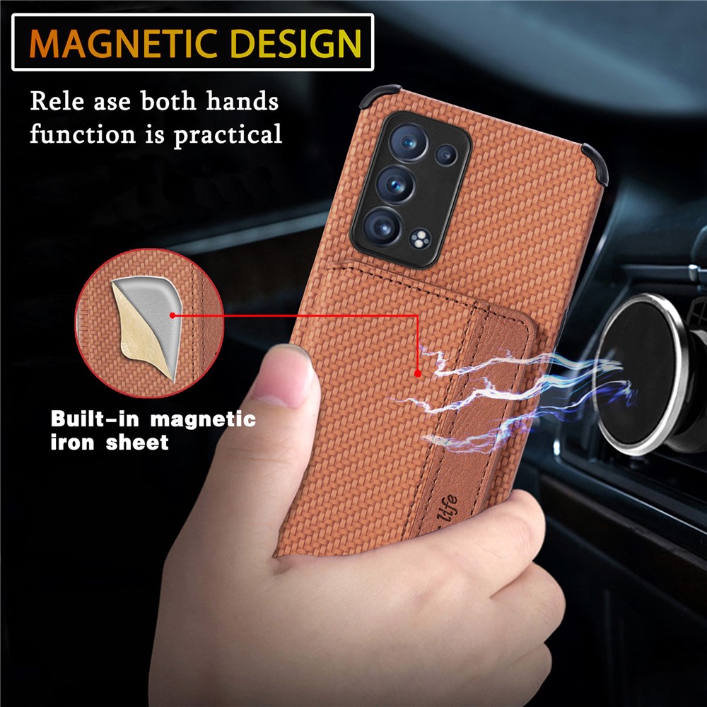 PU Leather Coated Phone Case Woven Texture Kickstand Wallet Protective Cover for Oppo Reno6 Pro 5G (Snapdragon)/Reno6 Pro+ 5G - Black-9