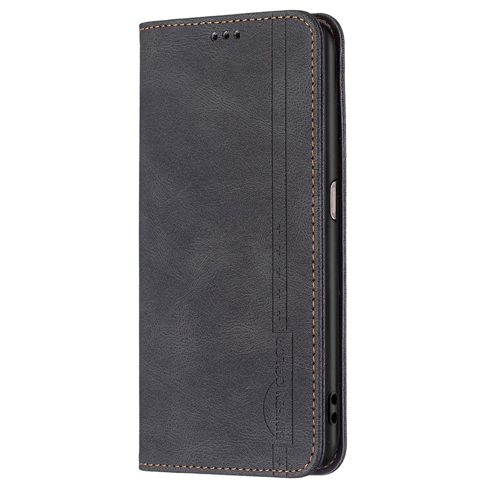 BINFEN COLOR Wallet Phone Case TPU and PU Leather RFID Blocking Tech Anti-swiping Design PU Leather Phone Stand Cover for Oppo A16/A16S/A54S/A55 5G/A53S 5G - Black-8