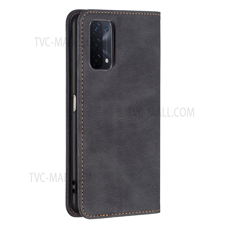 BINFEN COLOR Stylish RFID Blocking Design Shock-proof Stand Cover PU Leather Phone Case for OppoA74 5G/A93 5G/A54 5G - Black-10