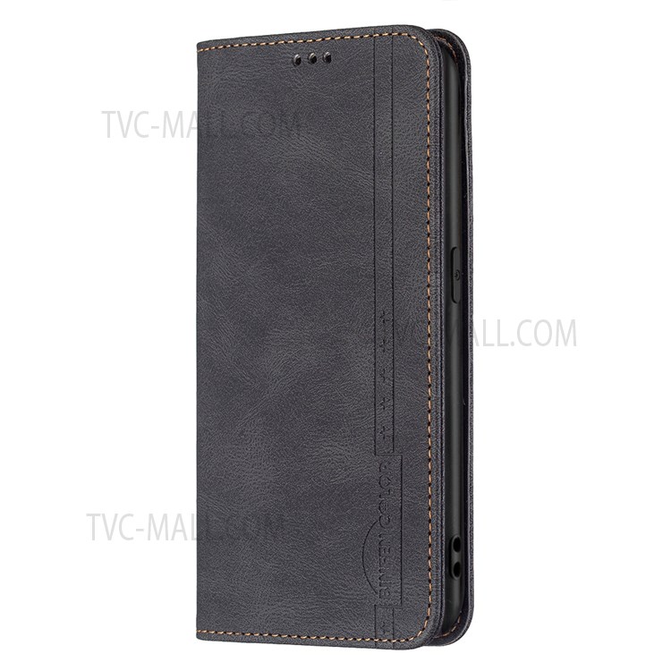 BINFEN COLOR Anti-Scratch PU Leather Wallet Stand Phone Case RFID Blocking Cover for Oppo A94 4G/Reno5 F/F19 Pro - Black-9