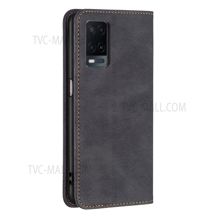 BINFEN COLOR RFID Blocking Cellphone Guard PU Leather Wallet Stand Case Cover for Oppo A54 4G - Black-10