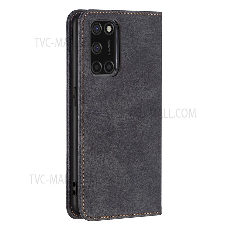 BINFEN COLOR RFID Blocking PU Leather Wallet Stand Phone Case Anti-Collision Protector Cover for OPPO A92 / A52 / A72 - Black-10