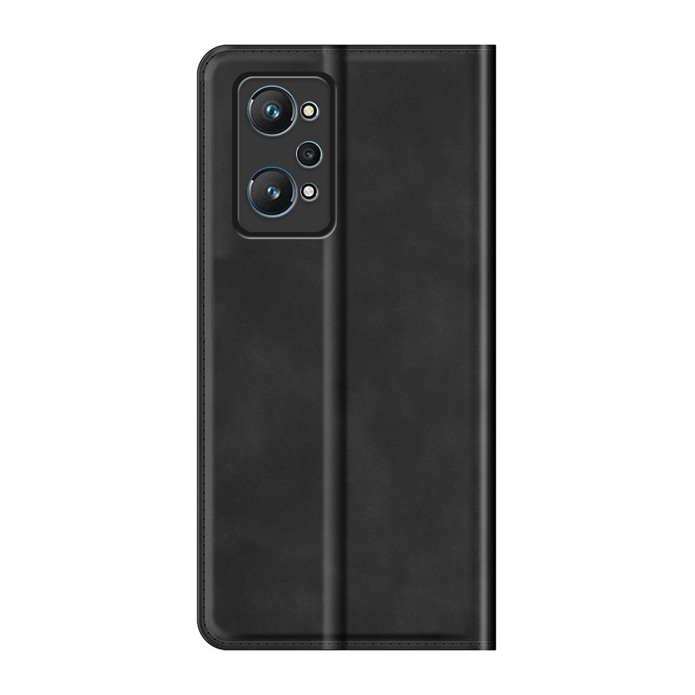 Supporting Stand Silky-Touch Super Magnet Closure Folio Flip Leather Cover Protective Case with Wallet for Realme GT Neo2 - Black-3