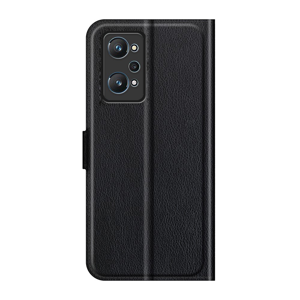 Shock-resistant Litchi Texture Folio Flip Magnetic Closure PU Leather Stand Case Wallet Phone Cover for Realme GT Neo2 - Black-3