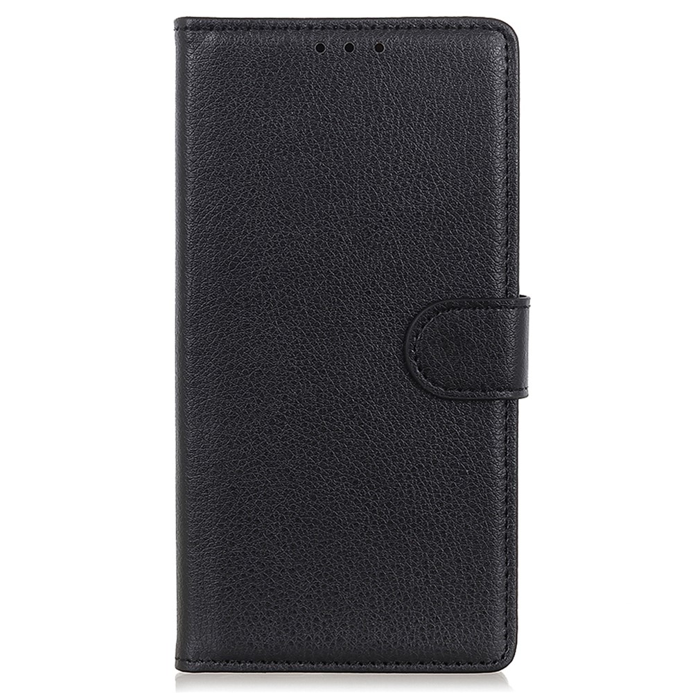 Litchi Texture Shock-absorption PU Leather Stand Wallet Phone Case Cover for Realme C20/C11 - Black-2