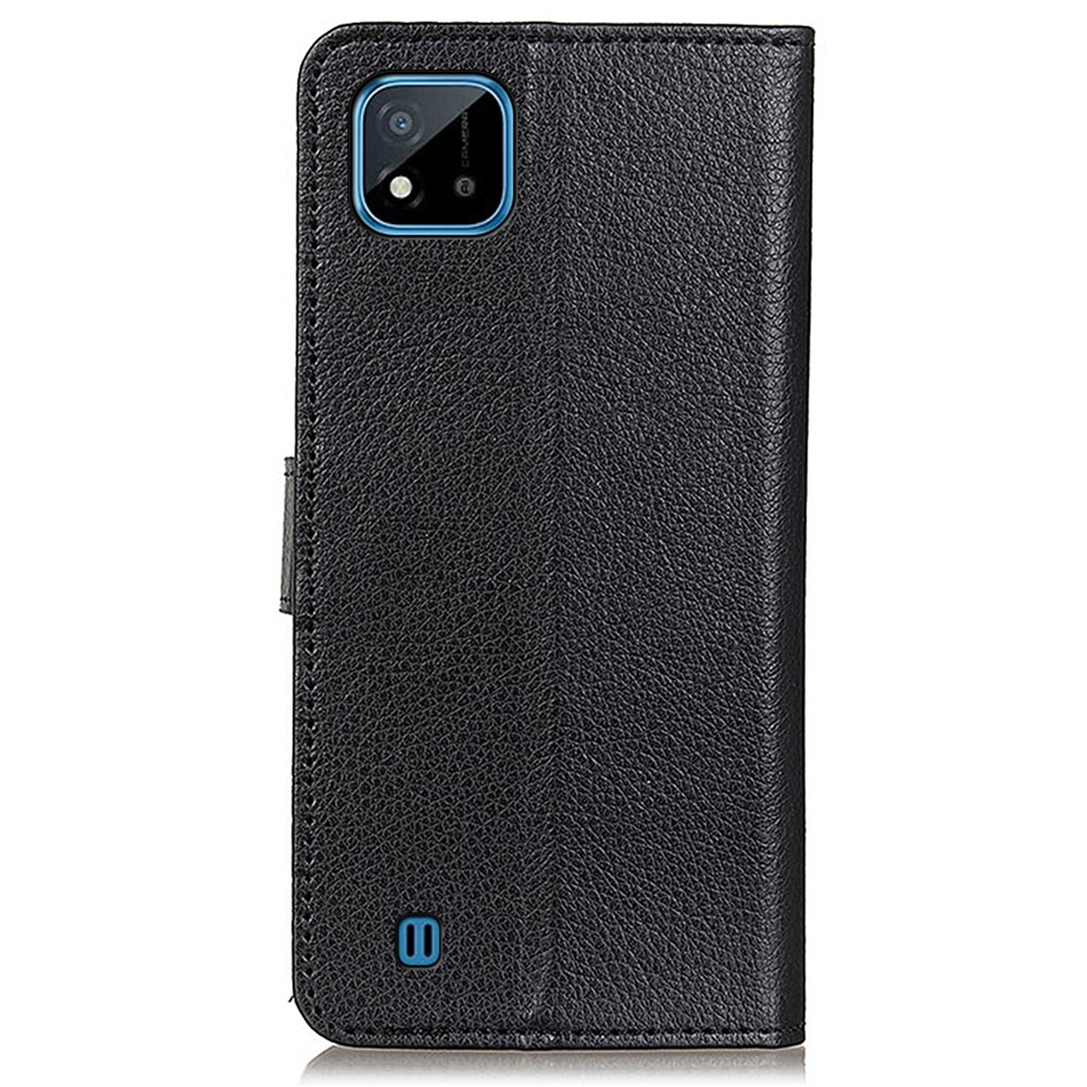 Litchi Texture Shock-absorption PU Leather Stand Wallet Phone Case Cover for Realme C20/C11 - Black-3