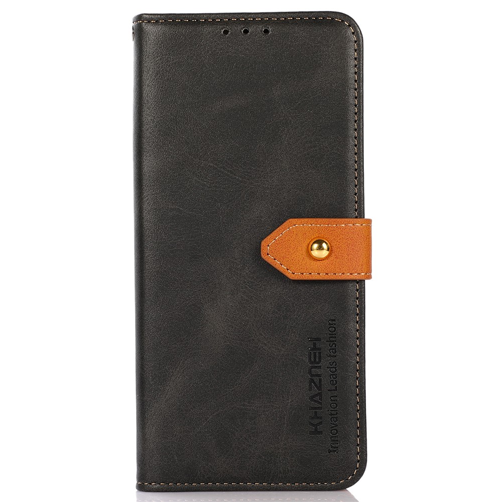 KHAZNEH Premium PU Leather Wallet Case Magnetic Golden Clasp Shockproof Flip Stand Phone Case for Realme C20 / C11 (2021) - Black-2