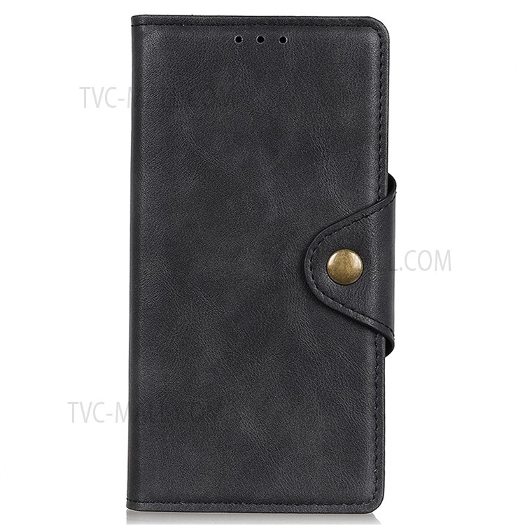 Premium PU Leather TPU Interior Shockproof Folio Stand Magnetic Brass Buckle Wallet Phone Case for Realme C20 / C11 (2021) - Black-2
