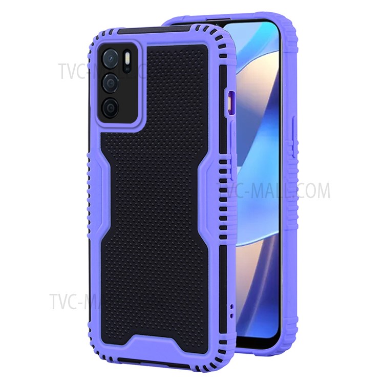 Dual Color Contrast Reinforced TPU Frame Hard PC Shockproof Protective Case for Oppo A16 / A16s / A54s - Purple-1