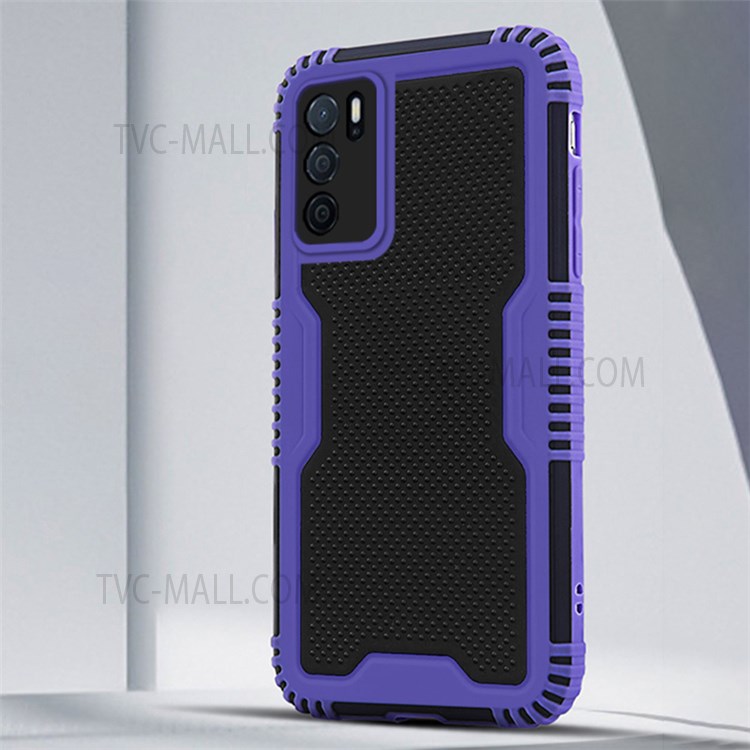 Dual Color Contrast Reinforced TPU Frame Hard PC Shockproof Protective Case for Oppo A16 / A16s / A54s - Purple-2