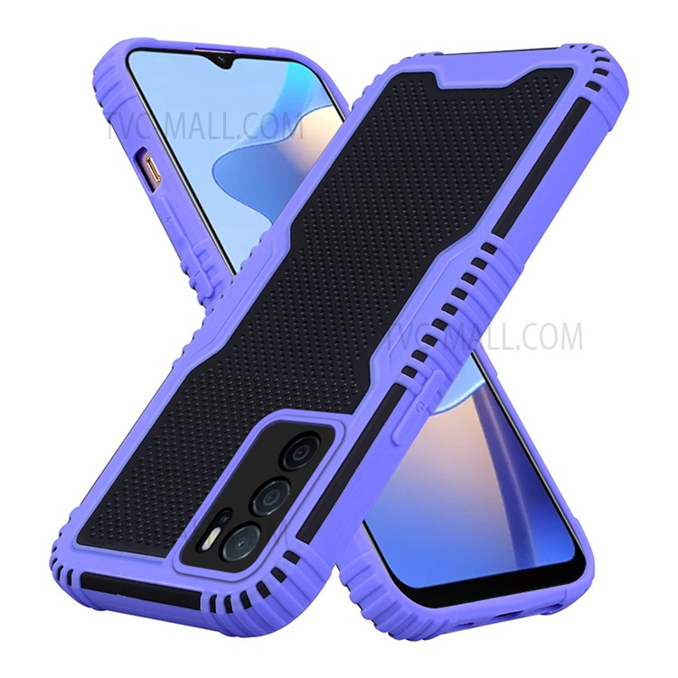 Dual Color Contrast Reinforced TPU Frame Hard PC Shockproof Protective Case for Oppo A16 / A16s / A54s - Purple-7