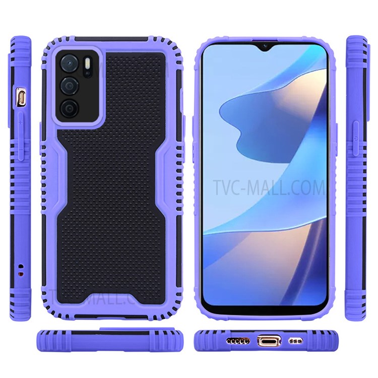Dual Color Contrast Reinforced TPU Frame Hard PC Shockproof Protective Case for Oppo A16 / A16s / A54s - Purple-8