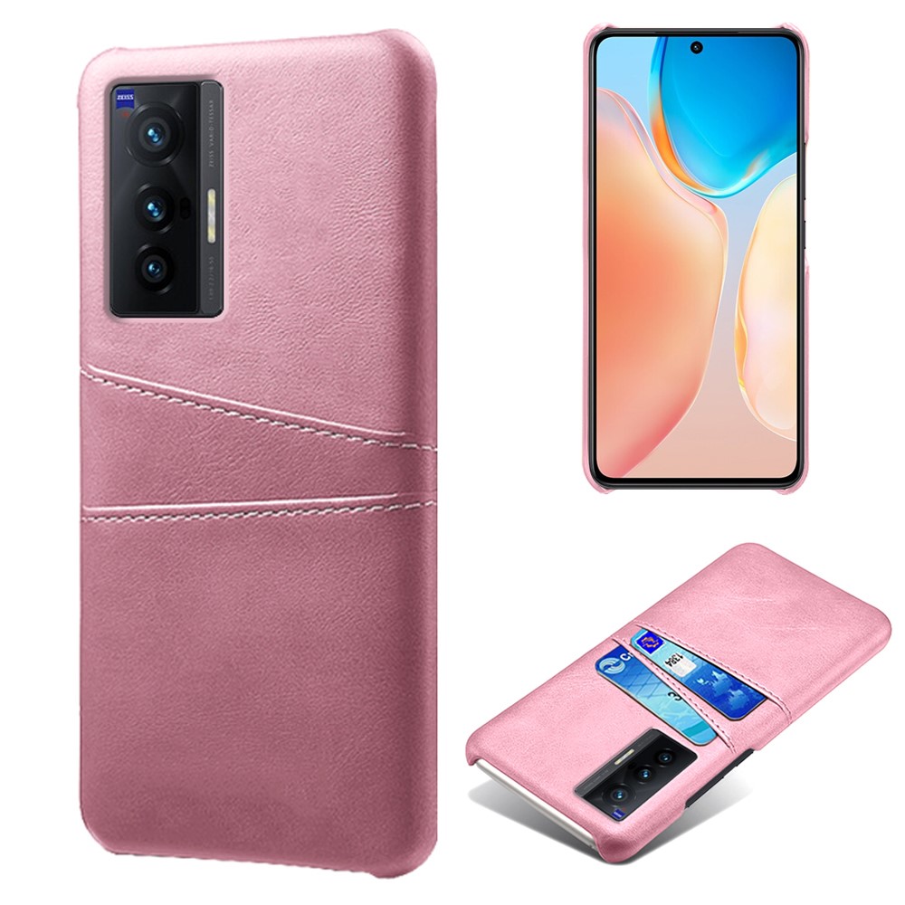 KSQ For vivo X70 Anti-scratch PU Leather + PC Hard Case with Dual Card Slots - Champagne Gold-1