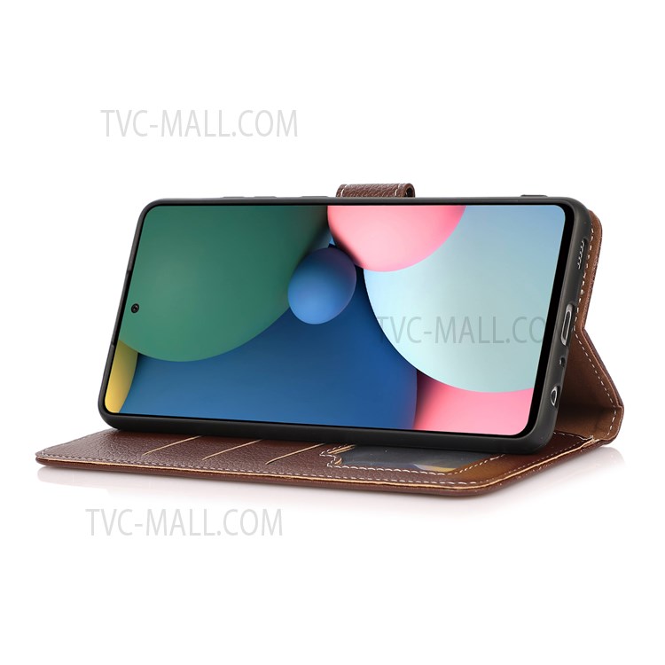 Book Flip Design Litchi Texture PU Leather Wallet Magnetic Closure Stand Protective Cover for Realme C20 / C11 (2021) - Brown-5