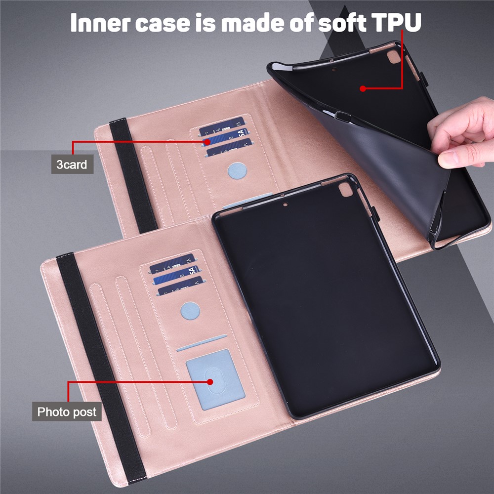 Imprinting Flower Card Slots Stand Design PU Leather Tablet Cover Case for Realme Pad 10.4-inch - Rose-4