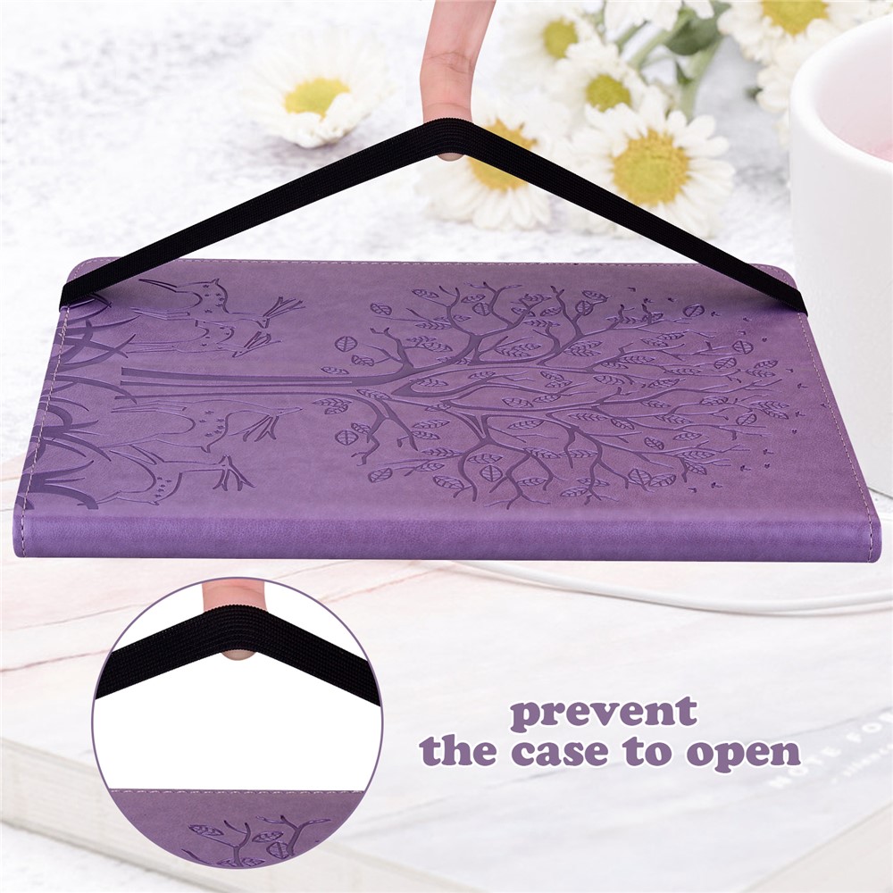 Imprinting Tree Deer Pattern PU Leather Card Slots Tablet Cover Shell with Stand for Realme Pad 10.4-inch - Purple-10