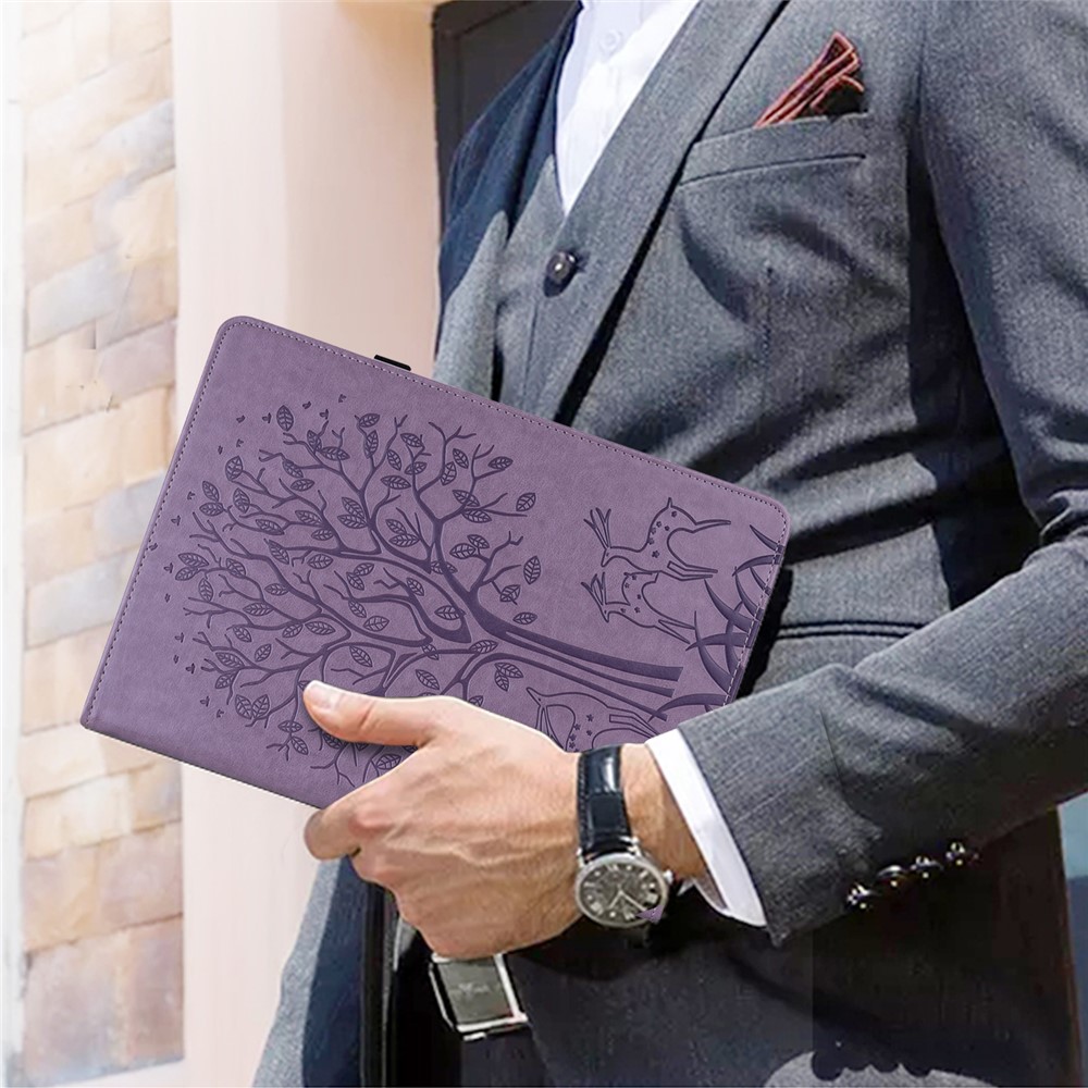 Imprinting Tree Deer Pattern PU Leather Card Slots Tablet Cover Shell with Stand for Realme Pad 10.4-inch - Purple-11