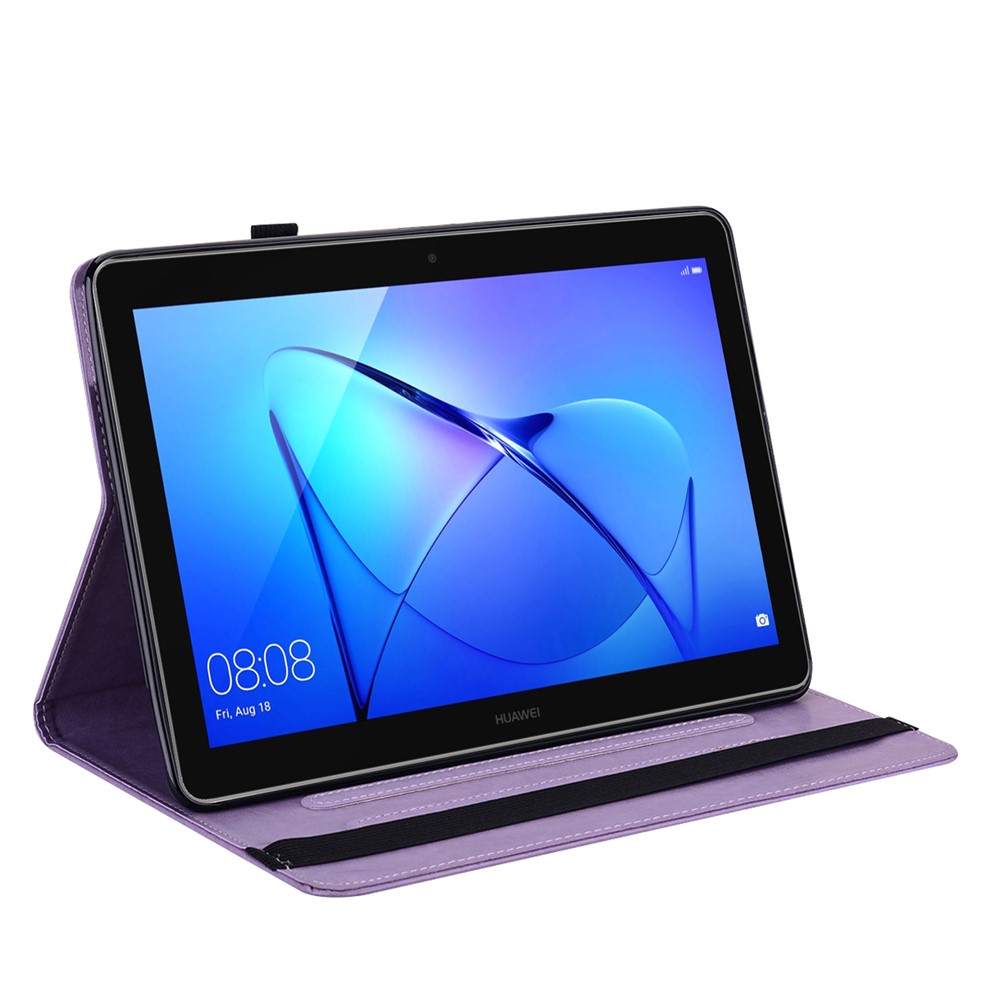 Imprinting Tree Deer Pattern PU Leather Card Slots Tablet Cover Shell with Stand for Realme Pad 10.4-inch - Purple-4
