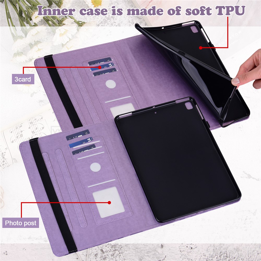 Imprinting Tree Deer Pattern PU Leather Card Slots Tablet Cover Shell with Stand for Realme Pad 10.4-inch - Purple-5