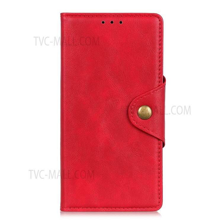 For Realme 8i Folio Flip Anti-Fall Phone Cover Brass Buckle Design PU Leather Wallet Stand Case with Magnetic Clasp - Red-2