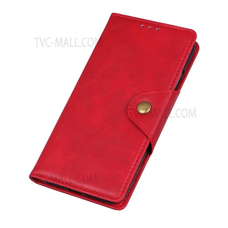 For Realme 8i Folio Flip Anti-Fall Phone Cover Brass Buckle Design PU Leather Wallet Stand Case with Magnetic Clasp - Red-6