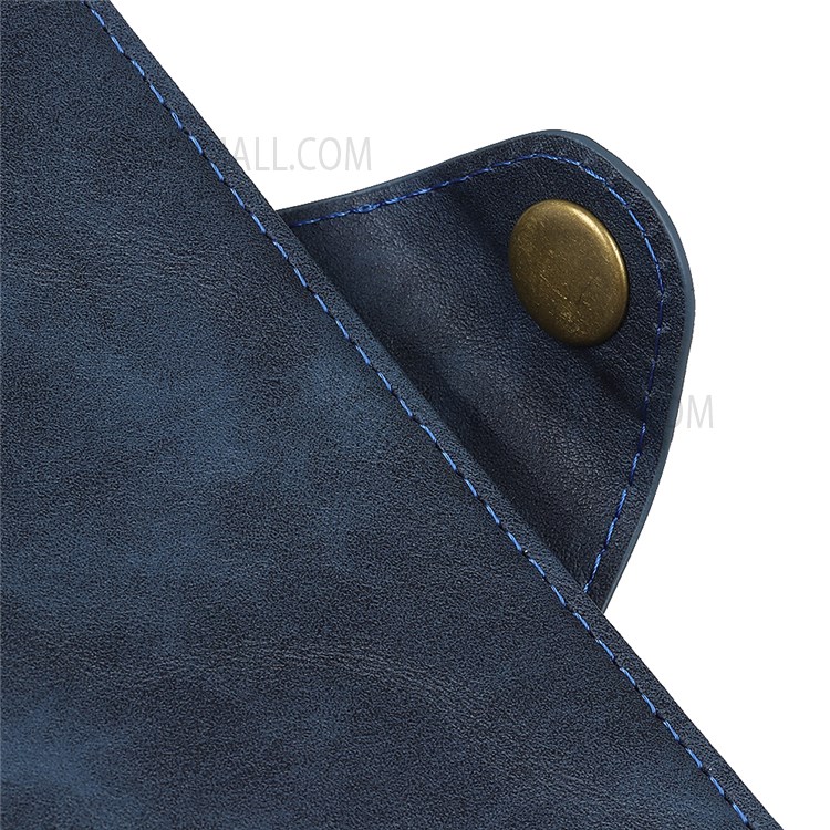For Realme 8i Folio Flip Anti-Fall Phone Cover Brass Buckle Design PU Leather Wallet Stand Case with Magnetic Clasp - Blue-7