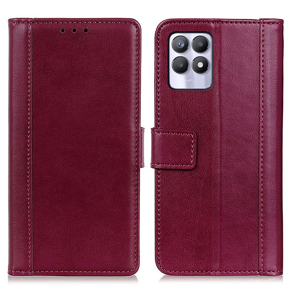 Well-Protected Anti-Shock Magnetic Clasp TPU+PU Leather Wallet Stand Case Phone Shell for Realme 8i - Red-1