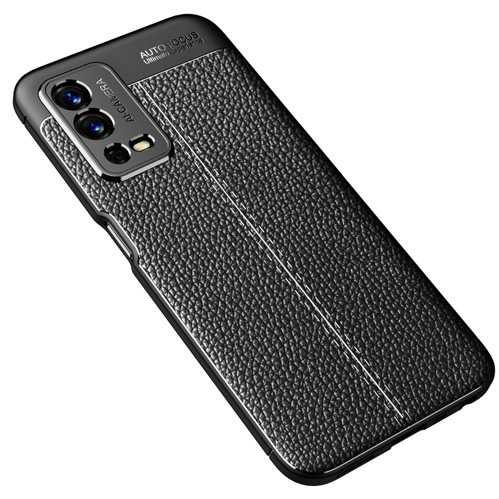 Litchi Texture Flexible TPU Anti-Scratch Cell Phone Case Cover for Oppo A55 4G - Black-2