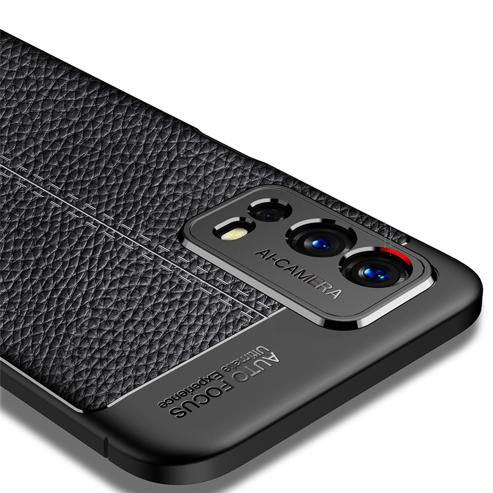 Litchi Texture Flexible TPU Anti-Scratch Cell Phone Case Cover for Oppo A55 4G - Black-5