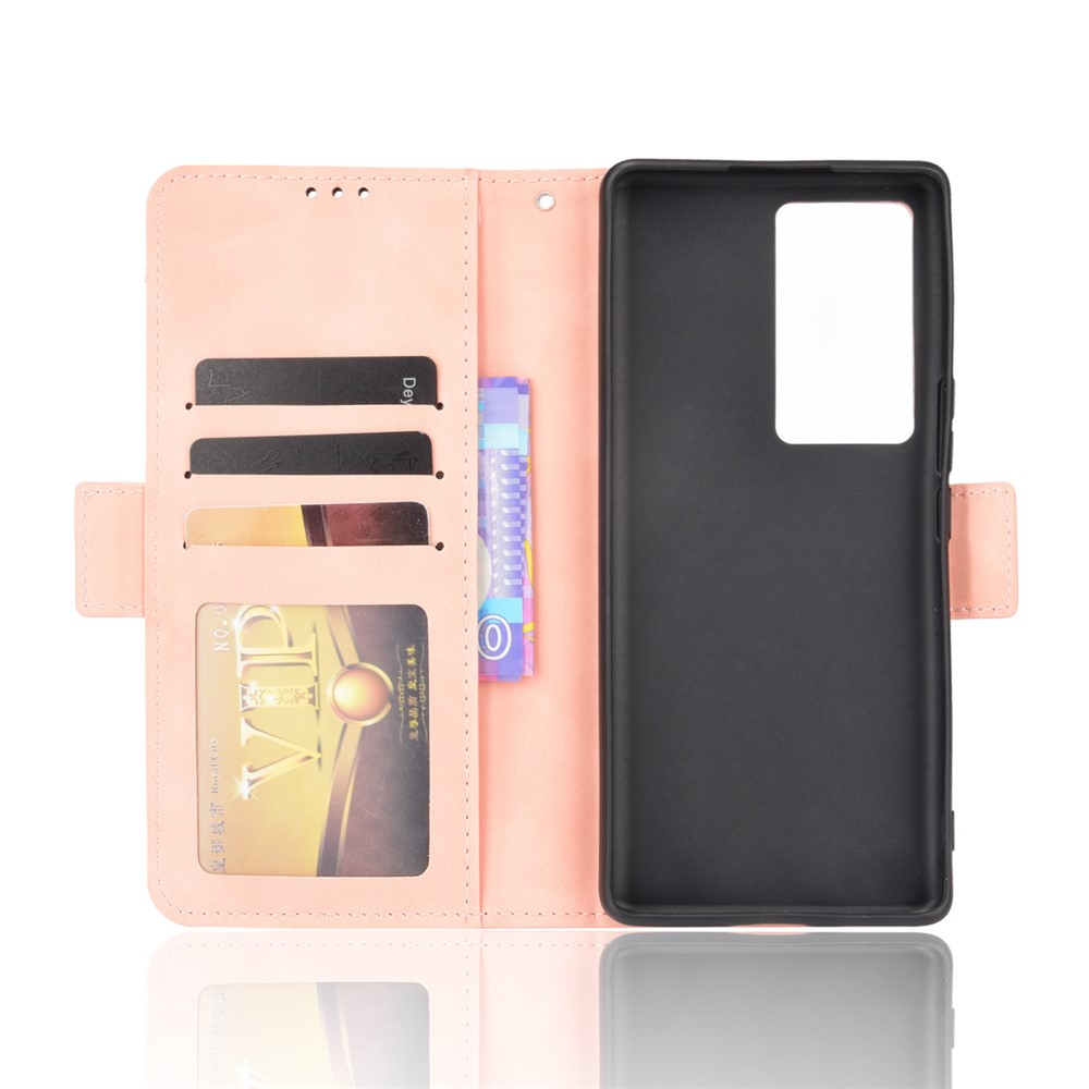Flip Phone Case Multiple Card Slot Design PU Leather Wallet Cover Protector for vivo iQOO 8 Pro - Pink-6