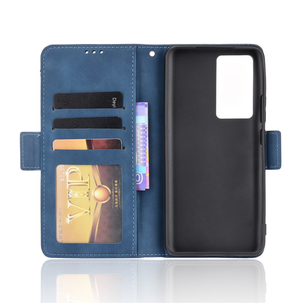 Flip Phone Case Multiple Card Slot Design PU Leather Wallet Cover Protector for vivo iQOO 8 Pro - Blue-6