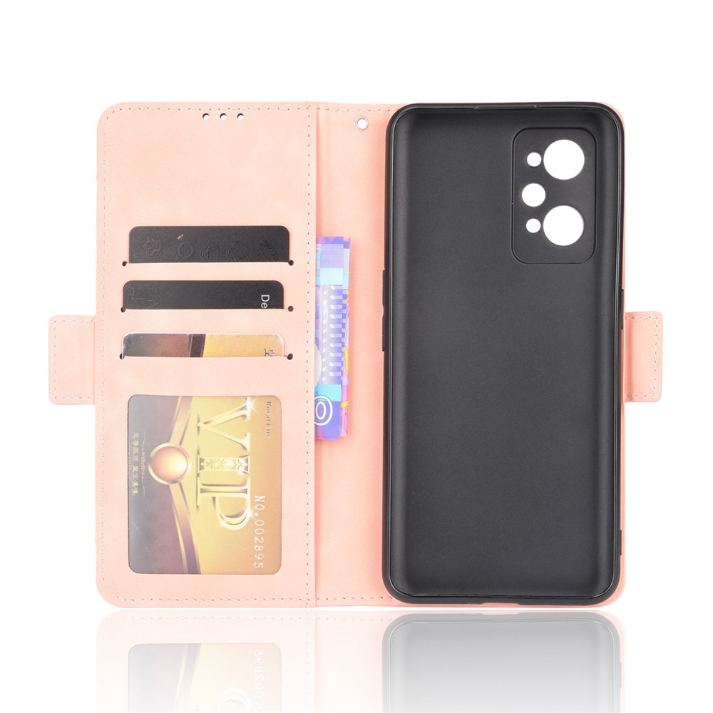 For Realme GT Neo2 Large Storage Spece Flip Phone Case Multiple Card Slot Design PU Leather Wallet Cover Protector - Pink-6