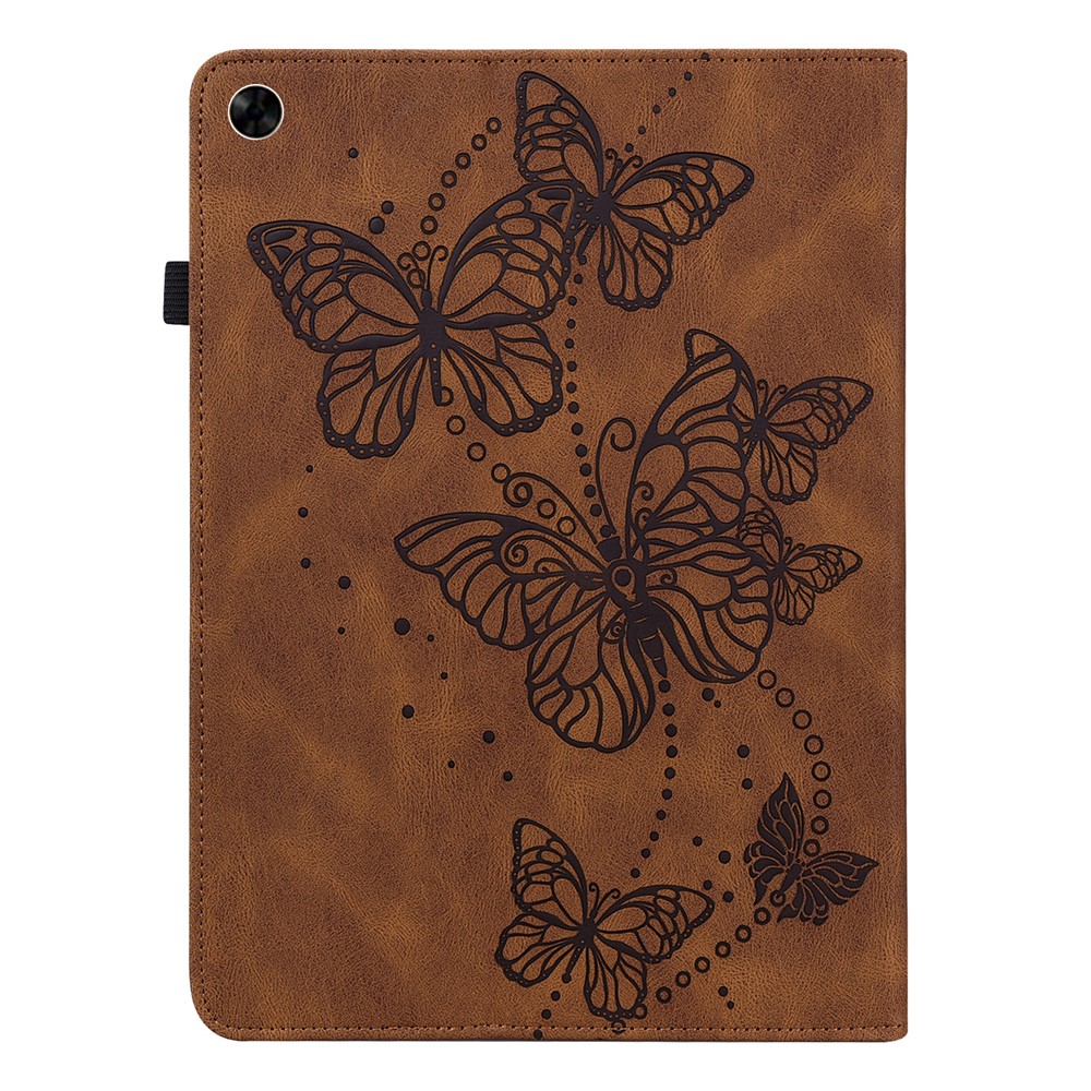 Scratch Resistant Auto Wake/Sleep Stand Tablet Case Imprinting Butterflies Leather Wallet Cover for Realme Pad 10.4'' - Brown-3