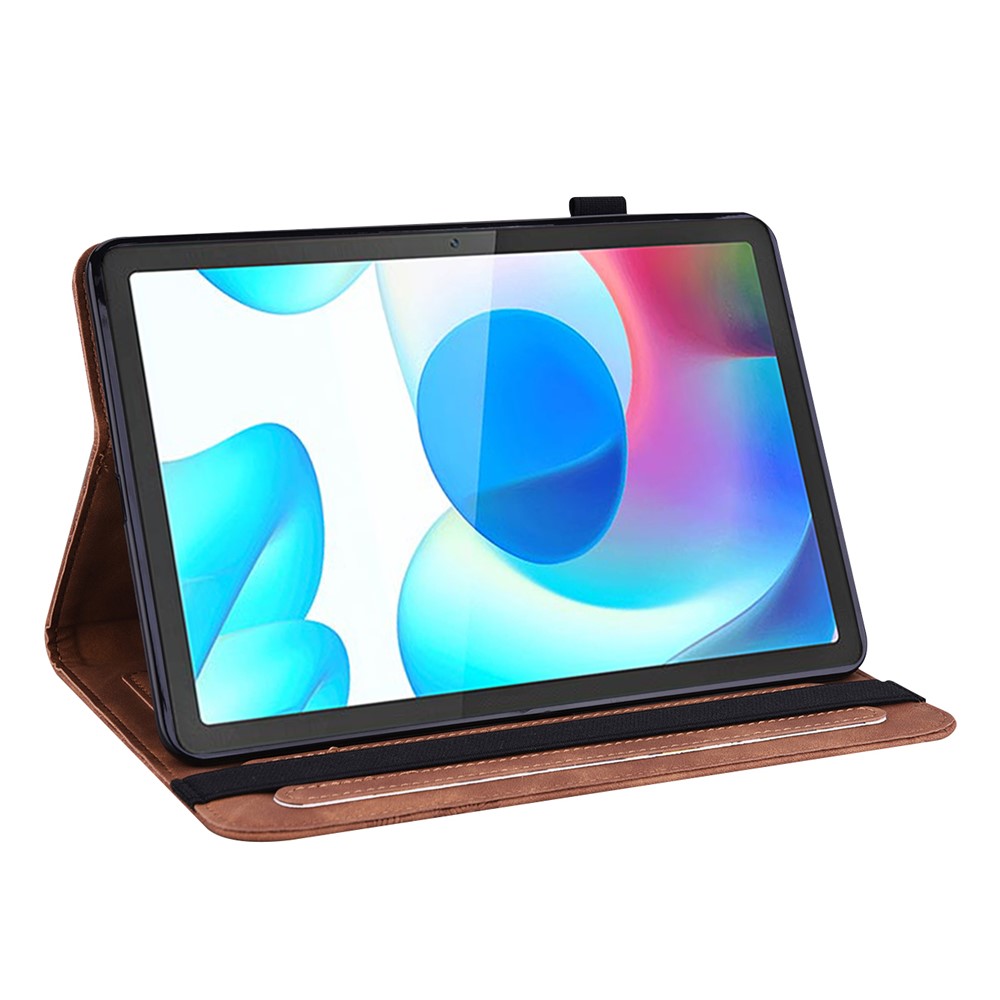 Scratch Resistant Auto Wake/Sleep Stand Tablet Case Imprinting Butterflies Leather Wallet Cover for Realme Pad 10.4'' - Brown-4