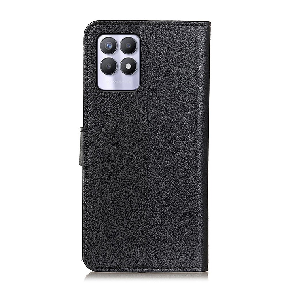 PU Leather Litchi Texture Stand Wallet Design Phone Case Protector for Realme 8i - Black-3