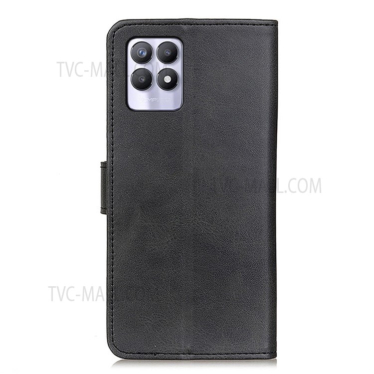 Horizontal Viewing Stand Magnetic Closure Wallet Design Leather Phone Cover for Realme 8i - Black-3
