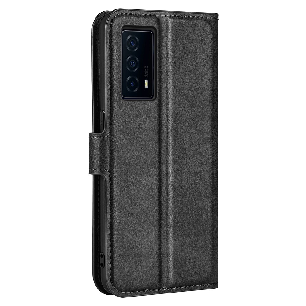 Stand Bookstyle PU Leather Wallet Flip Shockproof Protective Phone Case for vivo iQOO Z5 - Black-3